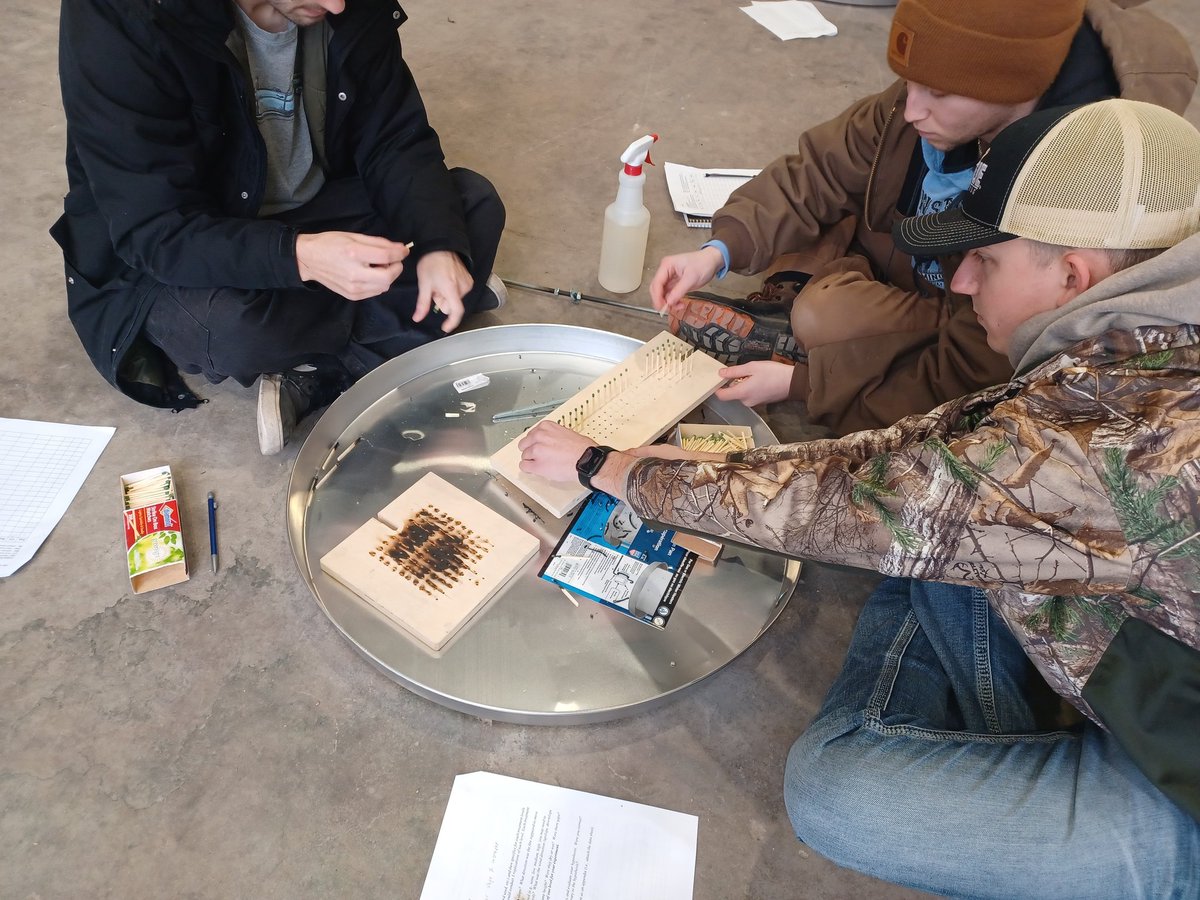 QMacrocarpa22's tweet photo. Purdue FNR Applied Fire Ecology students investigating fire behavior with matchstick forests. @purduewildlifer @PurdueFNR https://t.co/XiztCVl72O
