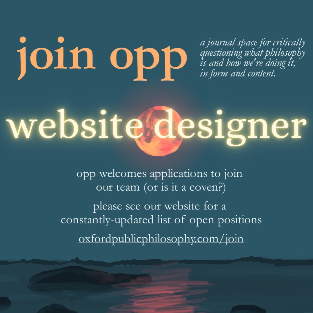 oxpubphil's tweet photo. Join #opp! Apply by sending a c.v. and statement of interest to alice.winham@lmh.ox.ac.uk, dilara.koz@bnc.ox.ac.uk, and virginie.simoneau-gilbert@pmb.ox.ac.uk. 

opp is taking applications for the following positions:

https://t.co/vygVATuIJ1 https://t.co/jz2pzGZ8Y1