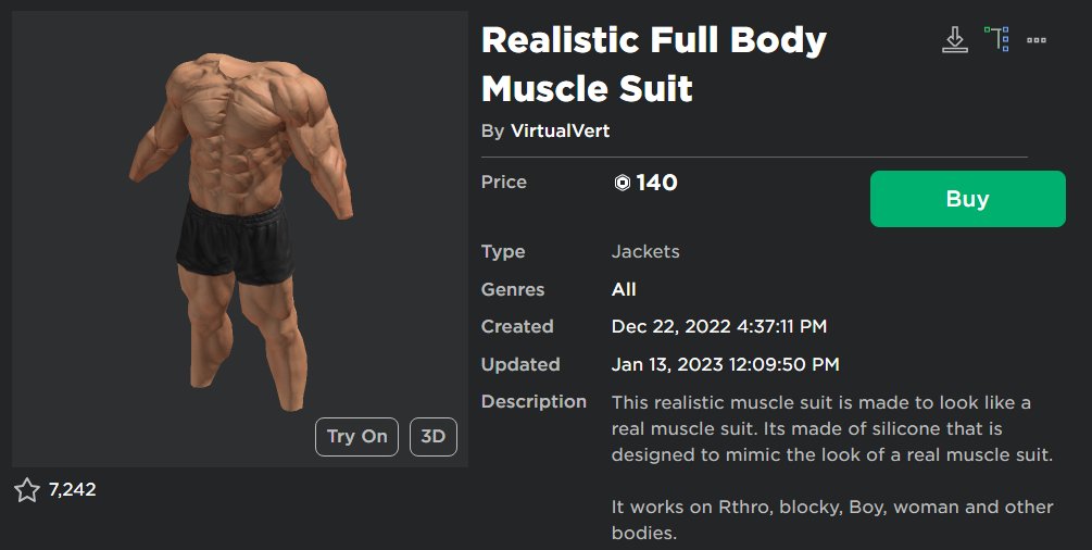 WhoseTrade on X: the MUSCLES ugc body is now free (for a limited time)  but look away folks there is an incredibly handsome individual running  across roblox   / X