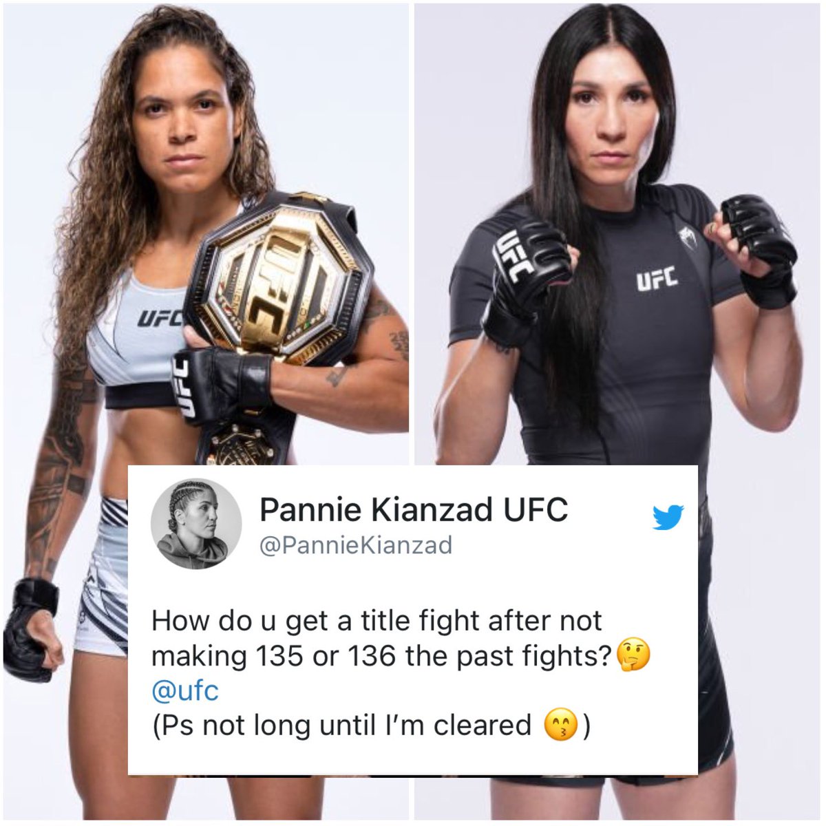 Number-seven ranked bantamweight contender @PannieKianzad hits out at UFC’s decision to offer Irene Aldana the title shot against Amanda Nunes.

What are your opinions? Sound off below! #UFC #MMA https://t.co/ve4fXHx4Sx