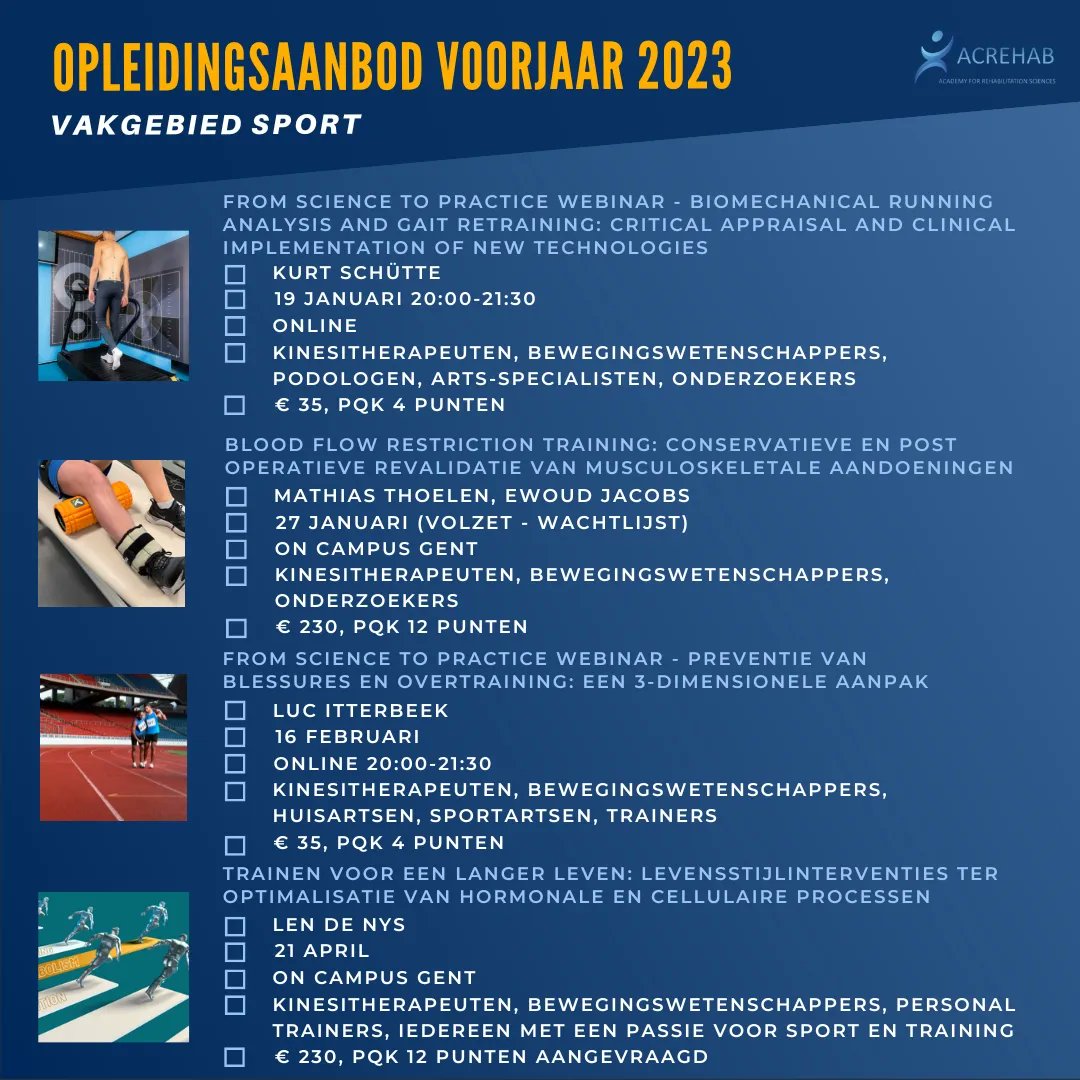 acrehab_ugent's tweet image. Op zoek naar een sprortgerelateerde  navorming? 🏋️‍♀️⛹🏻🏊🏻‍♂️🤸🏿‍♀️
➡️ Bekijk dan zeker ons uitgebreid voorjaarsaanbod voor kinesitherapeuten, sportartsen, bewegingscoaches en trainers op 🌐
acrehab.ugent.be/programma/sport

#levenslangleren #kinesitherapie #sport #coach #trainer #bewegingstherapie