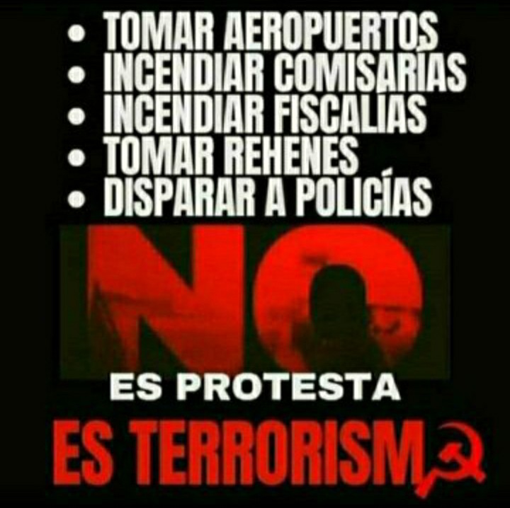 OthonielCarril1's tweet photo. @GuidoBellidoU Luego ¡#NoLlorenASusMuertos!
Madres Ayacuchanas, Puneñas, #Cuzqueñas, Arequipeñas: NO ENVÍEN, NO PERMITAN e IMPIDAN que sus hijos vayan a la muerte ☠ y
OBEDEZCAN A TERRORISTAS que los #LLAMAN a ROBAR (Saquerar) MATAR ☠ (policías) y DESTRUIR 💥 (Propiedad Publica y privada). ⬇️ https://t.co/Ooq8aORszQ