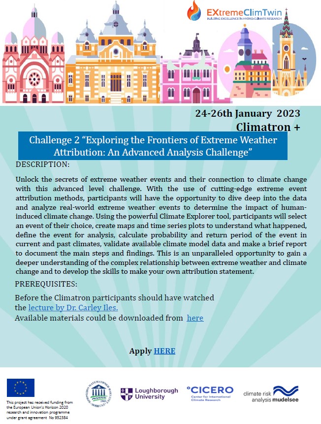 EXtremeClimTwin's tweet image. The EXtremeClimTwin is excited to announce full program of the upcoming Climatron + from 24-26 January 2023!!! Part II
#extremeclimtwin #h2020 #lunchtimetalks #colleaguestocolleagues #universitylife #loveourjob