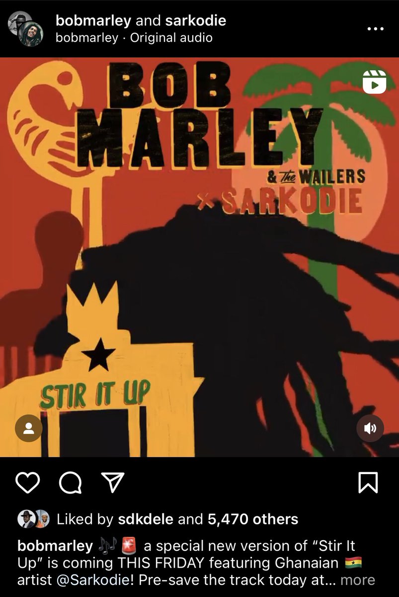 tv3_ghana's tweet photo. Big collaboration 🔥 The legendary @bobmarley 🇯🇲 featuring King @sarkodie 🇬🇭 on a record 👏🏽💯

We can’t wait 🔥 https://t.co/z7AratkNe1