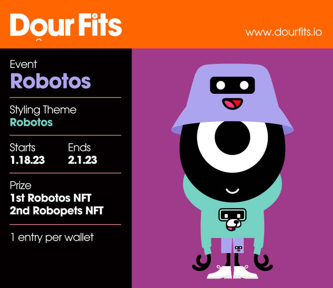 robotosNFT's tweet photo. Dour Fits x Robotos event is LIVE! ✨

Enter https://t.co/ynaSvlbCe4 to style your Darcel using the Robotos outfits🤖 for the chance to win a Roboto or Robopet. 

Download your Fit, share it with the hashtag #RobotosxDF and tag @DourDarcelsNFT @robotosNFT.

Let's get styling! https://t.co/tQY9tVYBCp