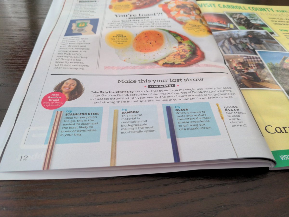 Thanks, @WomansDay, for highlighting alternatives to #singleuseplastic straws in your Jan/Feb issue. Now, how about ditching the plastic wrapper the magazine comes in every month?
#SkiptheStraw
CC @NoPlasticStraws