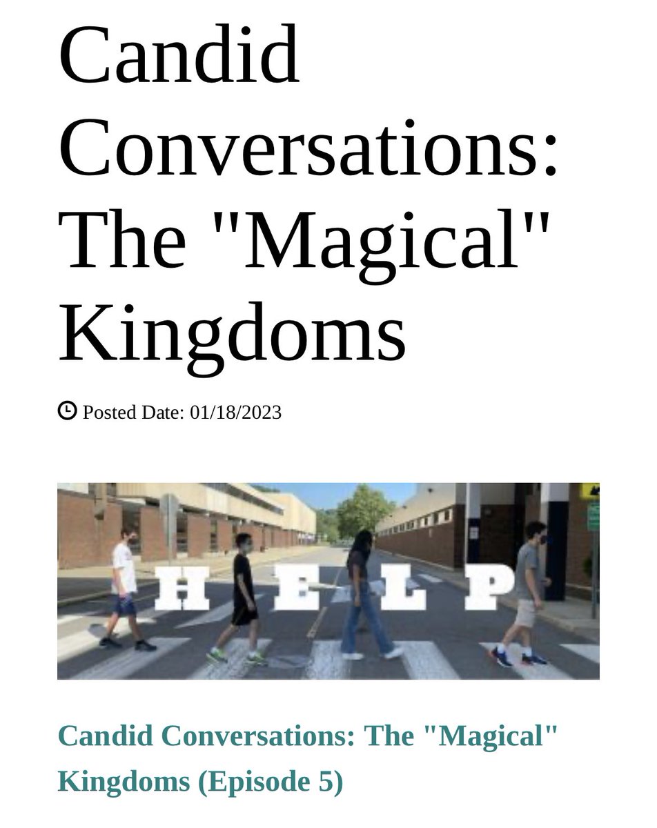Check out our newest student podcast, Candid Conversations: The “Magical” Kingdoms by Tiffany <a href="/wilton_warriors/">Wilton High School</a> wiltonps.org/413864_4?artic…