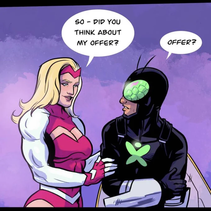 Should Bot-Fly agree to become Master Peace's sidekick? You decide! Read the first 5 episodes of SpandEx on WebToon Canvas and let me know what you think in the poll below or comments on the WebToon app! https://t.co/T7KqewGEFB 