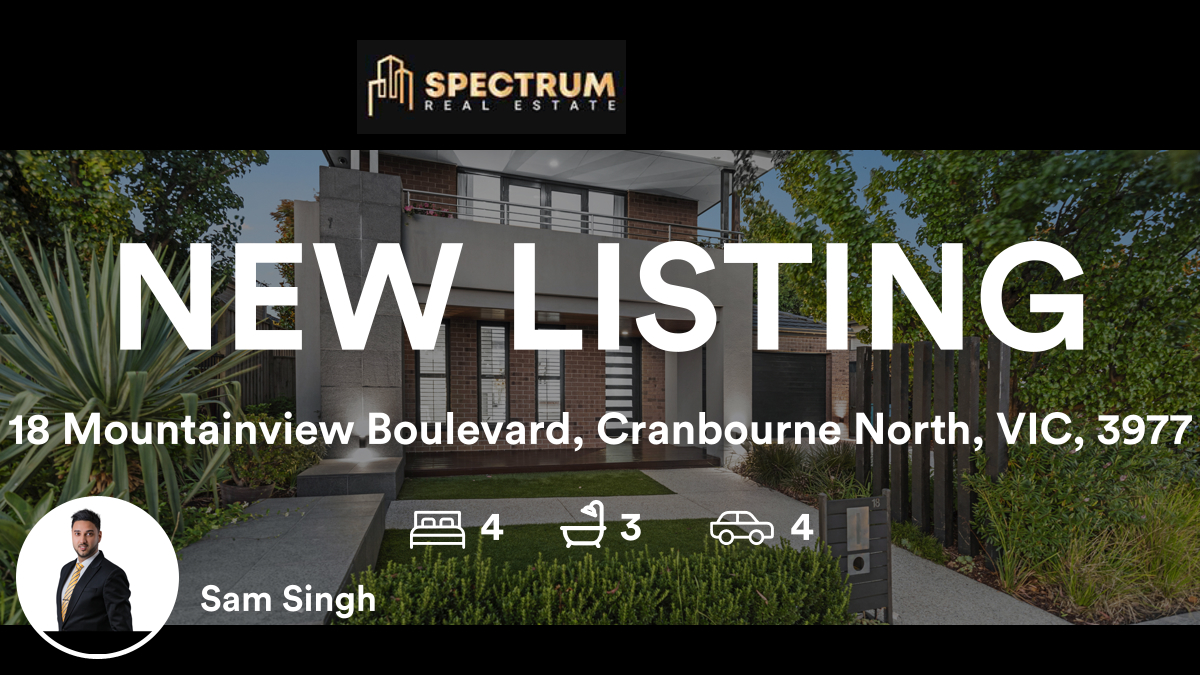 🛌 4 🛀 3 🚘 4
📍 18 Mountainview Boulevard, Cranbourne North, VIC, 3977

My latest listing on RateMyAgent.

rma.reviews/dxpnntz5Db2B

...
#ratemyagent #realestate #Spectrum_Real_Estate