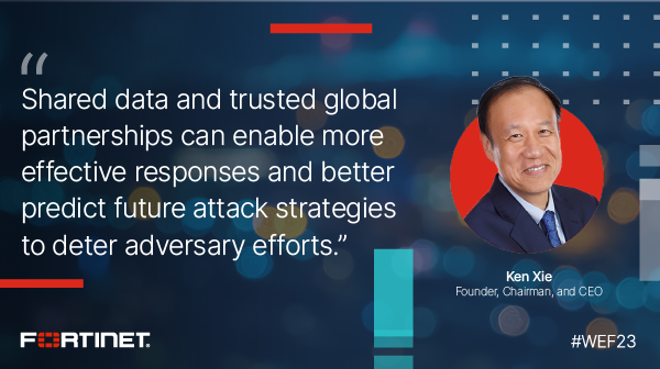 andrez747's tweet photo. The Global Cybersecurity Outlook 2023 report launched today at #WEF23 with findings on the #cybersecurity #SkillsGap and cyber resilience. 

@Fortinet's Ken Xie shared his perspective on the importance of global partnerships &amp; closing the skills gap. https://t.co/Qi7wOBPpPB @wef https://t.co/mc6QGmdh5A