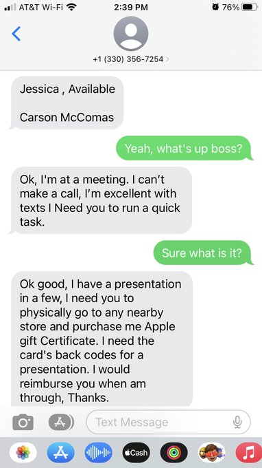 Gift card scammers reached out to a new employee (per usual) and she had a little fun with them. https://t<a href="/tag/hiring"class="tags"><span>#hiring</span></a><a href="/tag/remotework"class="tags"><span>#remotework</span></a>