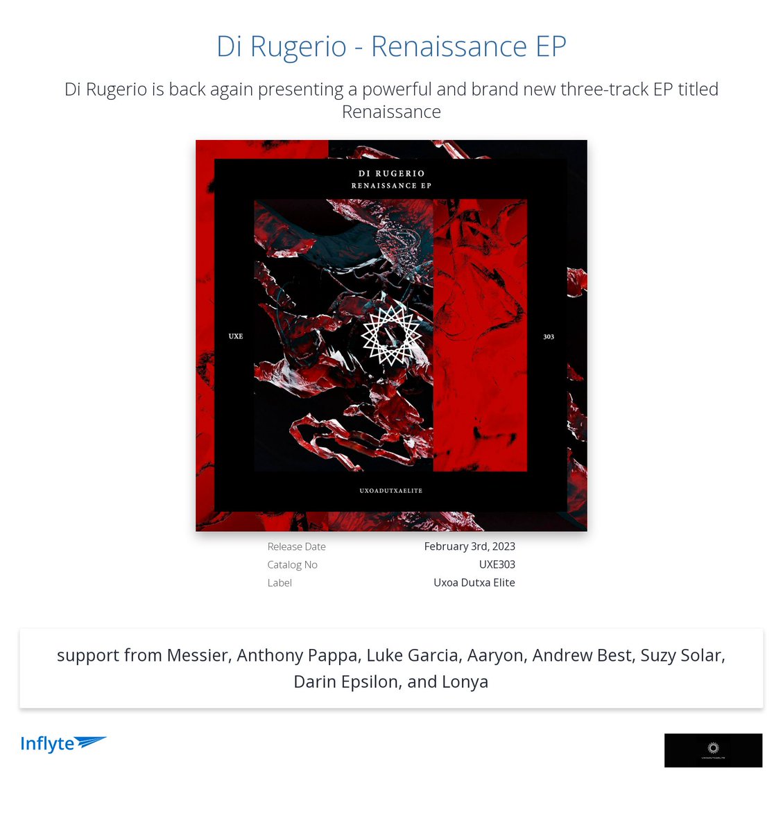 Cheers <a href="/DarinEpsilon/">Darin Epsilon</a> for the review "Liking the dark atmosphere and vibes in these tracks!"
inflyteapp.com/r/nobxju