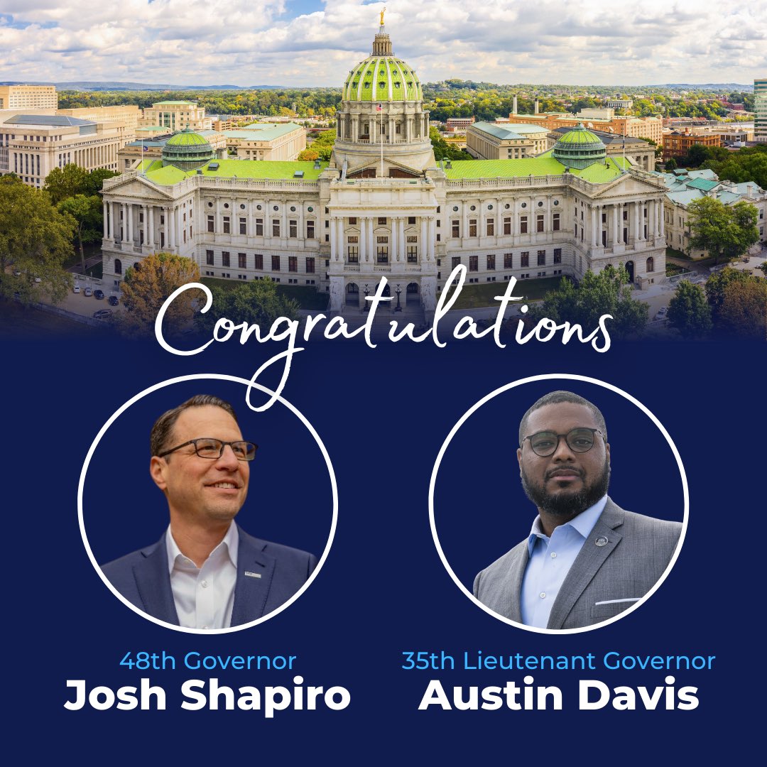 Congratulations Governor #JoshShapiro and Lieutenant Governor #AustinDavis on your #Inauguration!

#repmayes #harrisburg