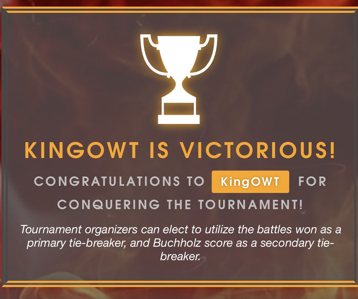 First tournament of the season is in the books! Congratulations to KingOWT for taking it! Onto the next 🫡