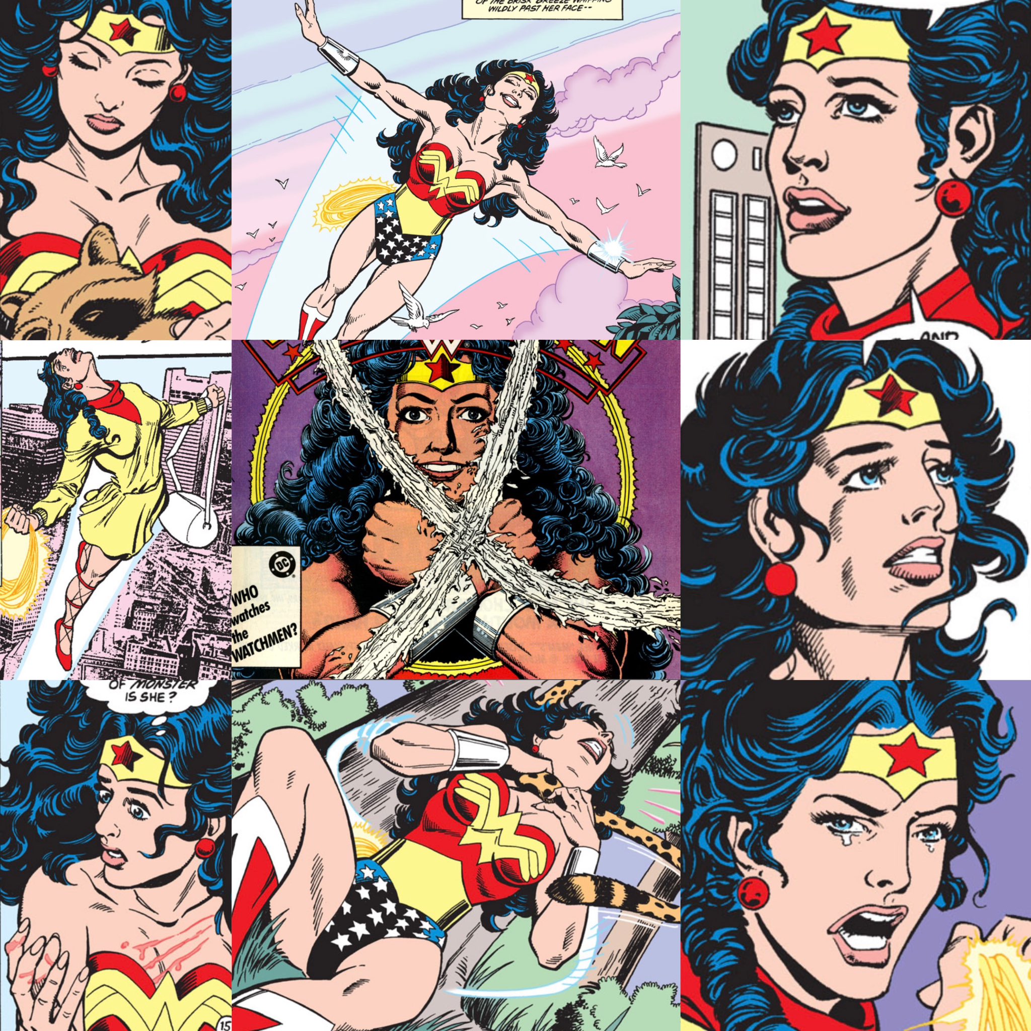 wonder woman comic strip collage
