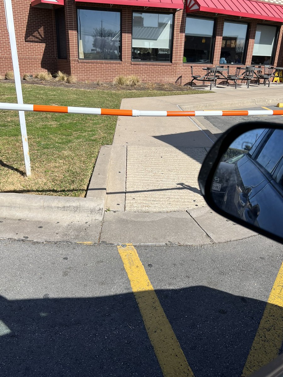 bayerzoo's tweet photo. While at the @ChickfilA in Austin today on Palmer their wheelchair ramps and handicap spots were blocked by their drive through line. Management told me they are aware but they are about to renovate so it’s ok. So my 9 year old disabled daughter was told to use the drive through https://t.co/Fke00mCW84