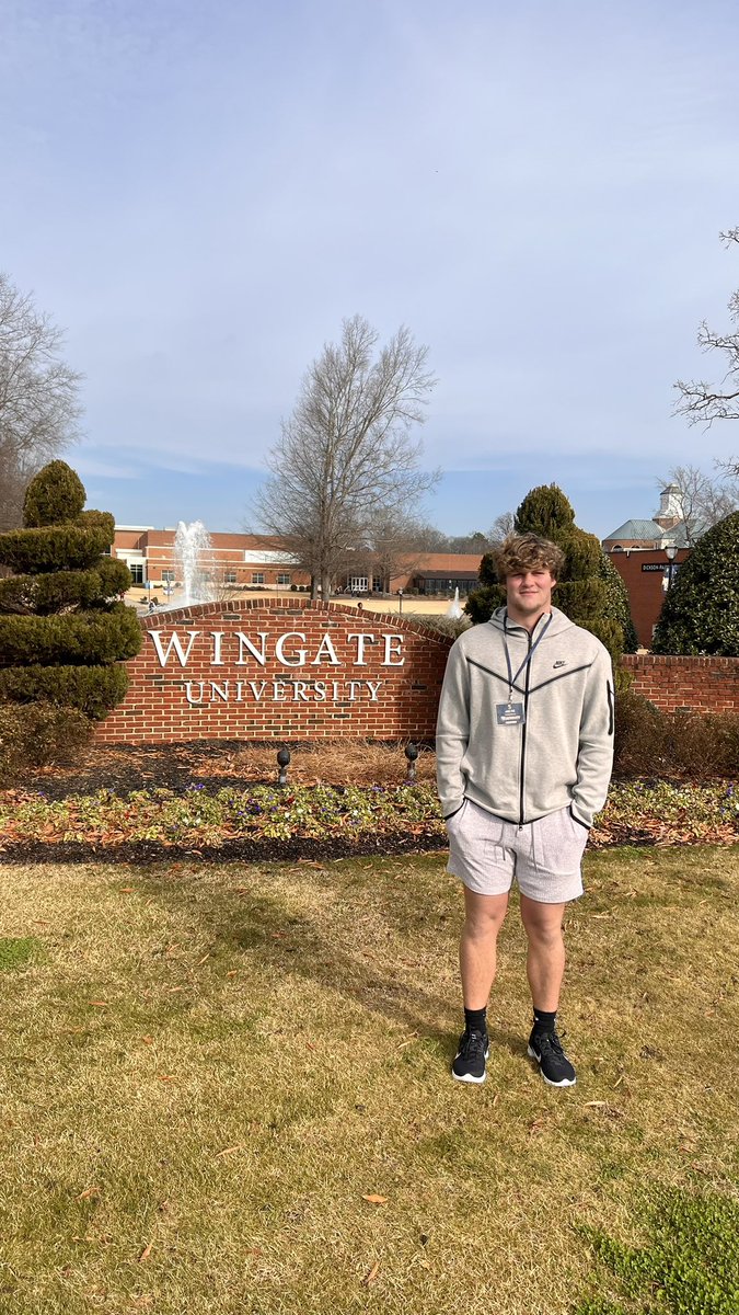 After a great Official Visit, I’m blessed to receive an Offer from Wingate University! <a href="/WingateFb/">Wingate Bulldogs Football</a> <a href="/CoachSpooner_/">Teddy Spooner</a> <a href="/RecruitWarriors/">Thompson Recruiting</a>
