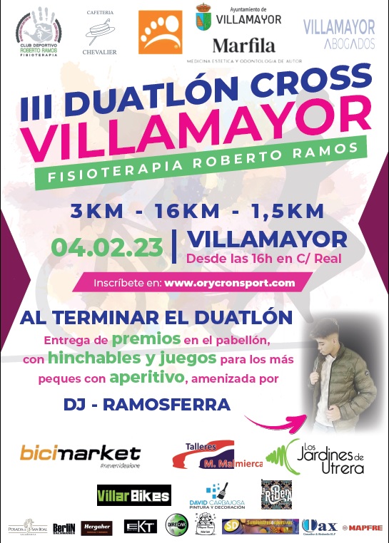 circuitodusal's tweet photo. III Duatlón Cross Villamayor 🏃‍♀️🚴‍♂️🏃‍♂️
🗓️ Sábado 4 de Febrero de 2023
1er Duatlón Puntuable @circuitodusal de la @deportesdipusal 
Más información e inscripciones 👇
https://t.co/Xvr8Tpdl60 https://t.co/quRSSU2SGT