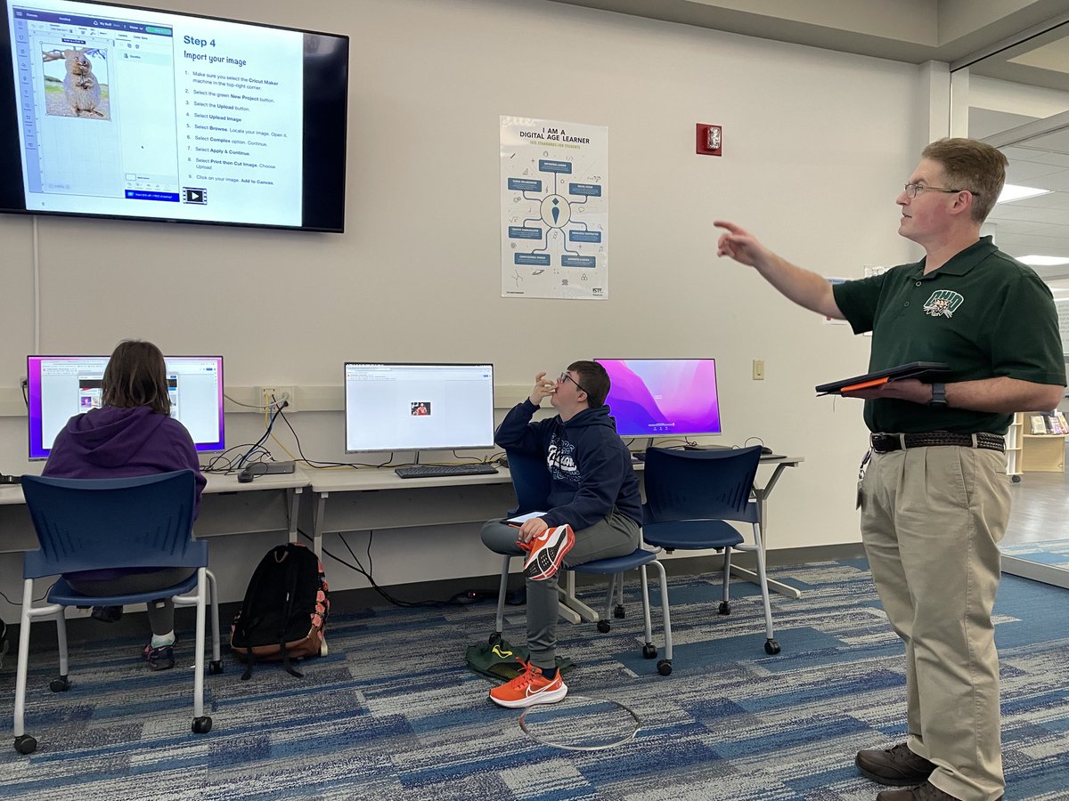 aussieandrew's tweet photo. Students in the #Makertunity program learn how to support each other and use assistive technologies to create stickers on a Cricut machine. Thank you @MrBarnes_223 and @LearningHudson and @GARFoundation for this amazing experience! https://t.co/0D07EM8h8F