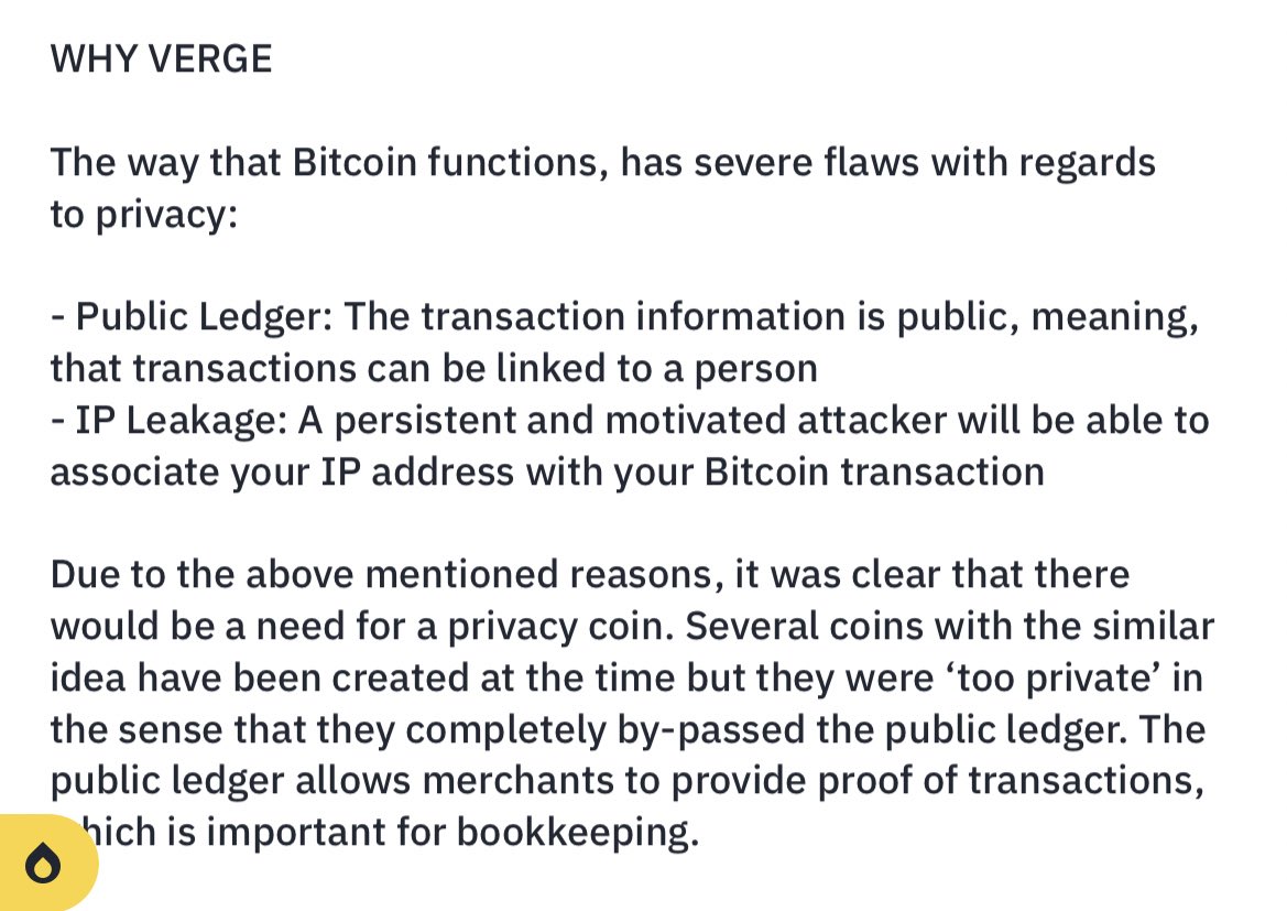 #Bitcoin #Vergecurrency 

I took this bit from the $XVG info section on Binance.