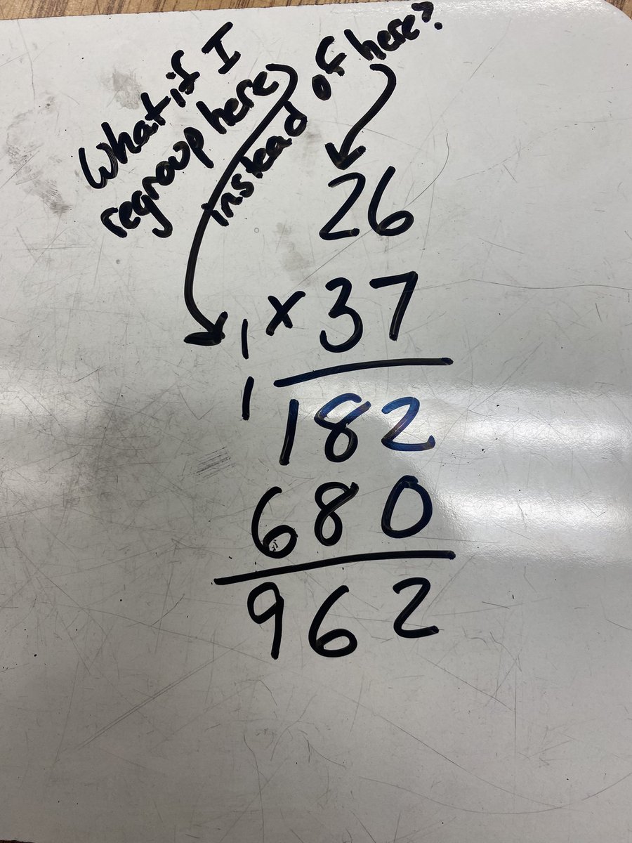 We have a student who regroups like this. It works even though we don’t think he knows why. What’s my next teacher move?