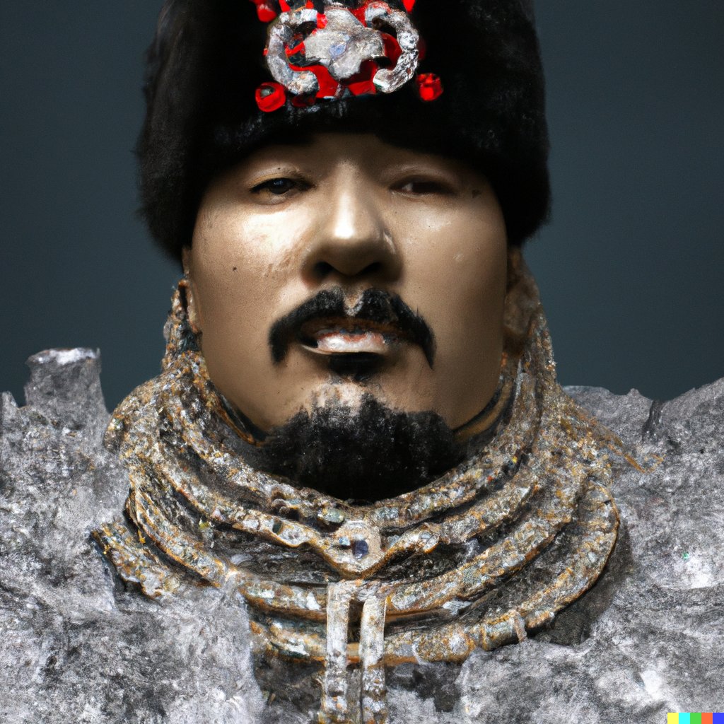 Rocco_Midd's tweet photo. They got my boy Ghengis Khan iced out after conquering 25% of the world population he #blessed for sure. He had to show off the ring drip with the second pic after invading Japan. #Midd #blinginghistory https://t.co/R8yWeCtRZ8