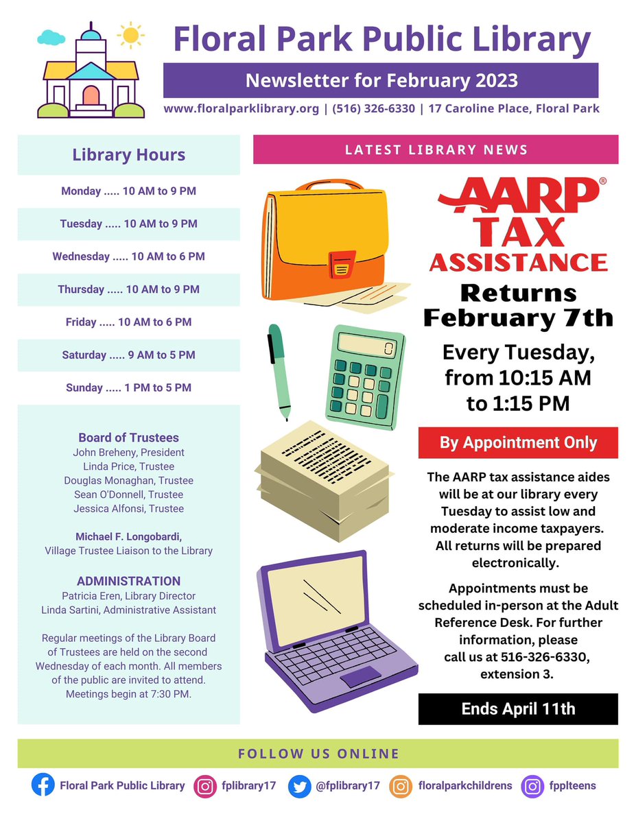 FPLibrary17's tweet image. Check out the Floral Park Library&apos;s February 2023 Newsletter!