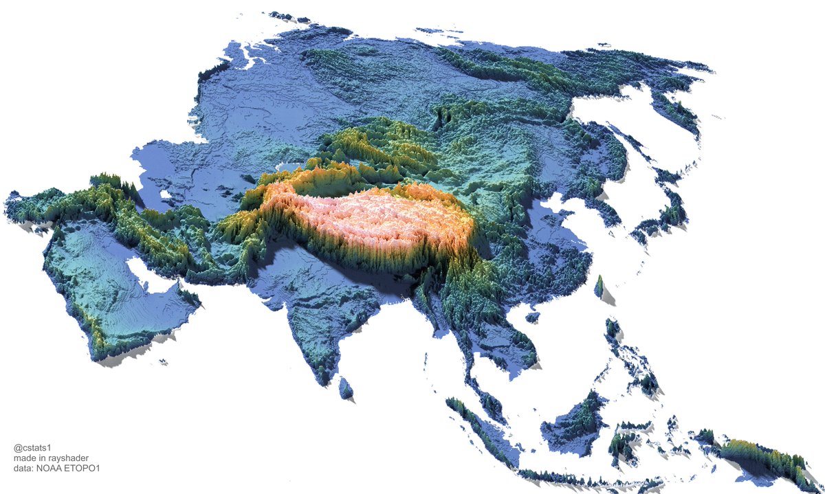 Asia Elevation Tiles

used the proper continent shapefile of Asia this time.

#rstats #rayshader