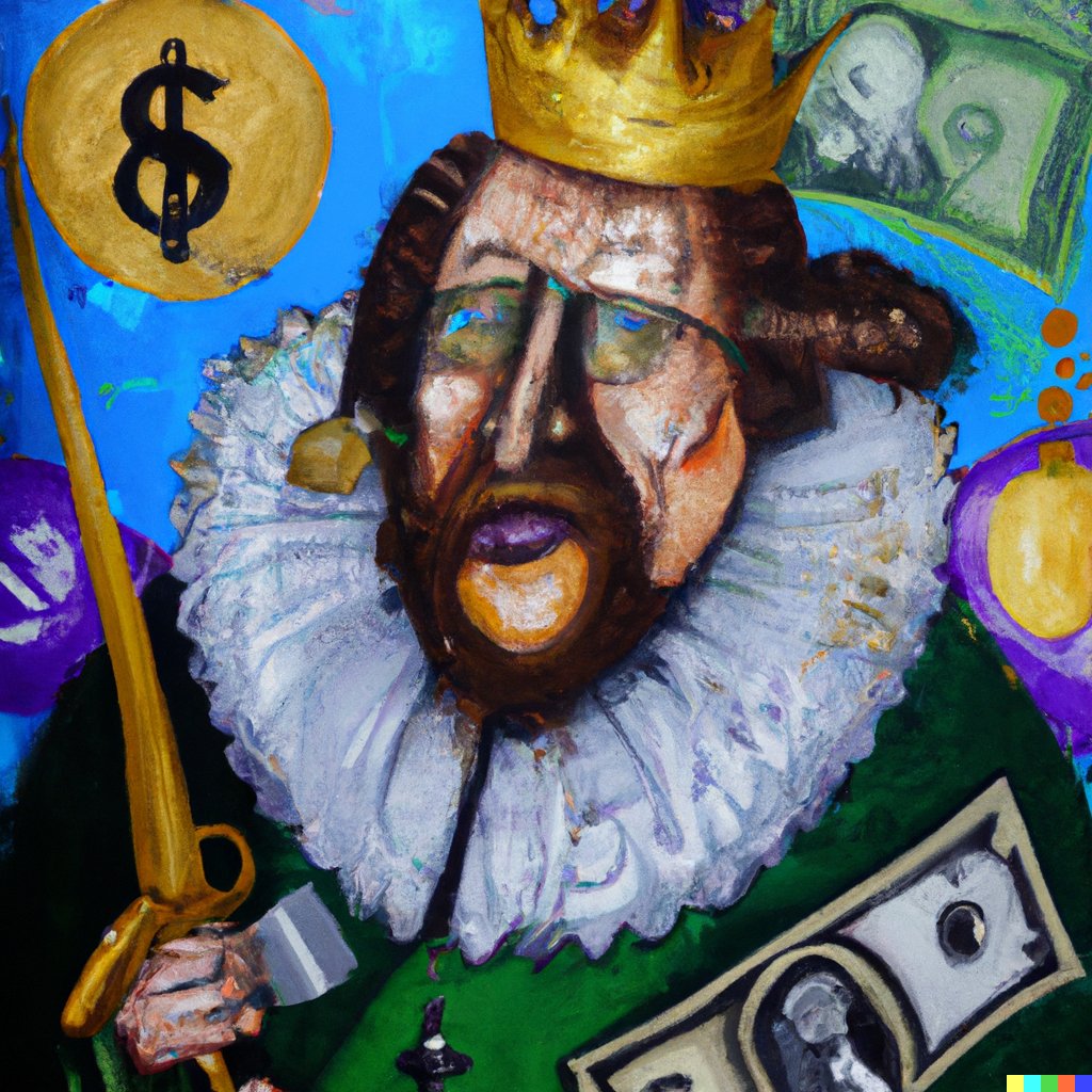 jterm1233's tweet photo. A strange painting found of William Shakespeare cashing out. #blinginghistory https://t.co/LF8XaBVukA