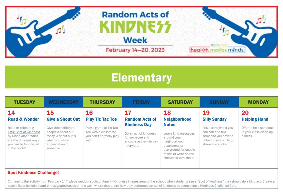 Celebrate Random Acts of Kindness Week 2023😃

Random Acts of Kindness Week (February 14-20) is the perfect time to spread kindness in your school! Start preparing with our new kindness-themed activity calendars

👇👇👇
shapeamerica.org/events/healthm…