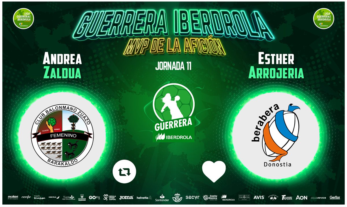 IberdrolaDHF's tweet photo. ⭐️ #GuerreraIberdrola - Jornada 11

🆚 @CbmZuazo : @BalonmaBeraBera  

♻️ RT: @andreazaldu14 
❤️ Me gusta: @EstherArrojeria https://t.co/wiYM8CSfRm