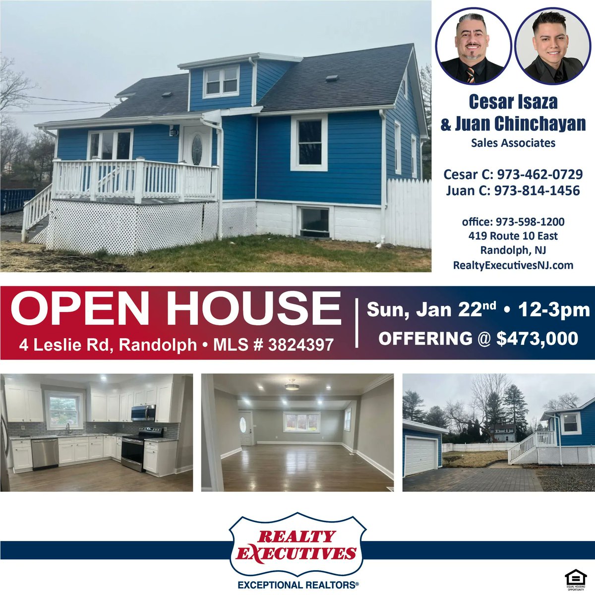 🤩OPEN HOUSE 📝Sunday, January 22nd ⌚️12pm - 3pm 💲473,000 🚗4 Leslie Rd, Randolph, NJ 🏠BEAUTIFUL 3 BED 1 BATH HOUSE IS LOCATED ON A QUIET CUL DE SAC STREET #openhouse #randolphnj #sunday #renovated #newhome #dreamhome #homebuyers #househunters
