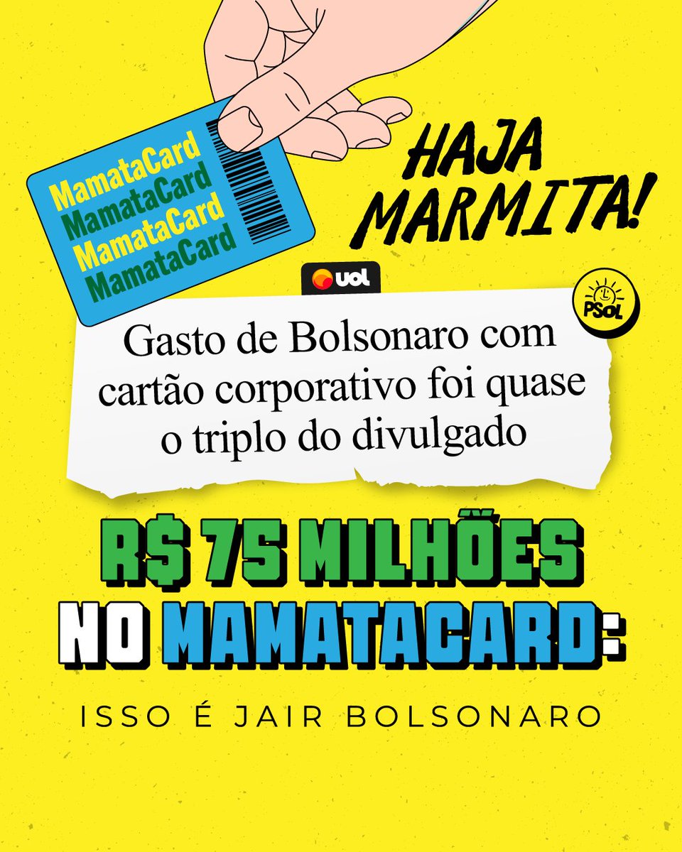 75 MILHÕES DE MAMATACARD. Haja marmita e leite condensado, hein Bolsonaro?