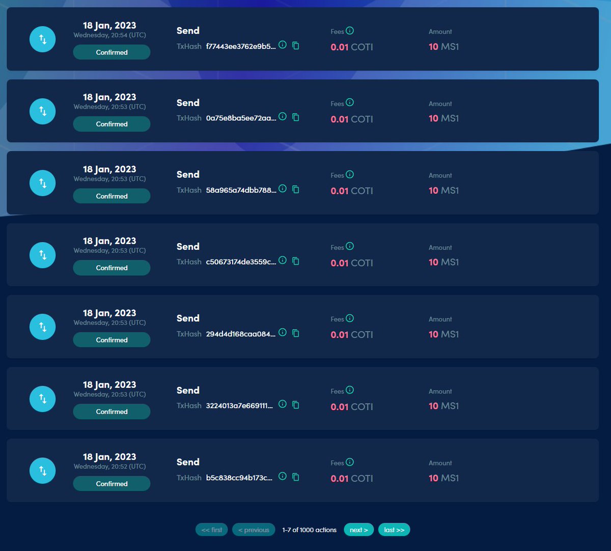 Blockheads_COTI's tweet image. Well....@whoistracer was the receiver of Milestone1 tokens as my 1000th Transaction on @COTInetwork testnet. 
I'm happy to be on this journey with the $COTI fam. #StayCoti and #KeepTesting 
Now on to Milestone2. We might be able to MS2 tokens  on #COTI mainnet by then!