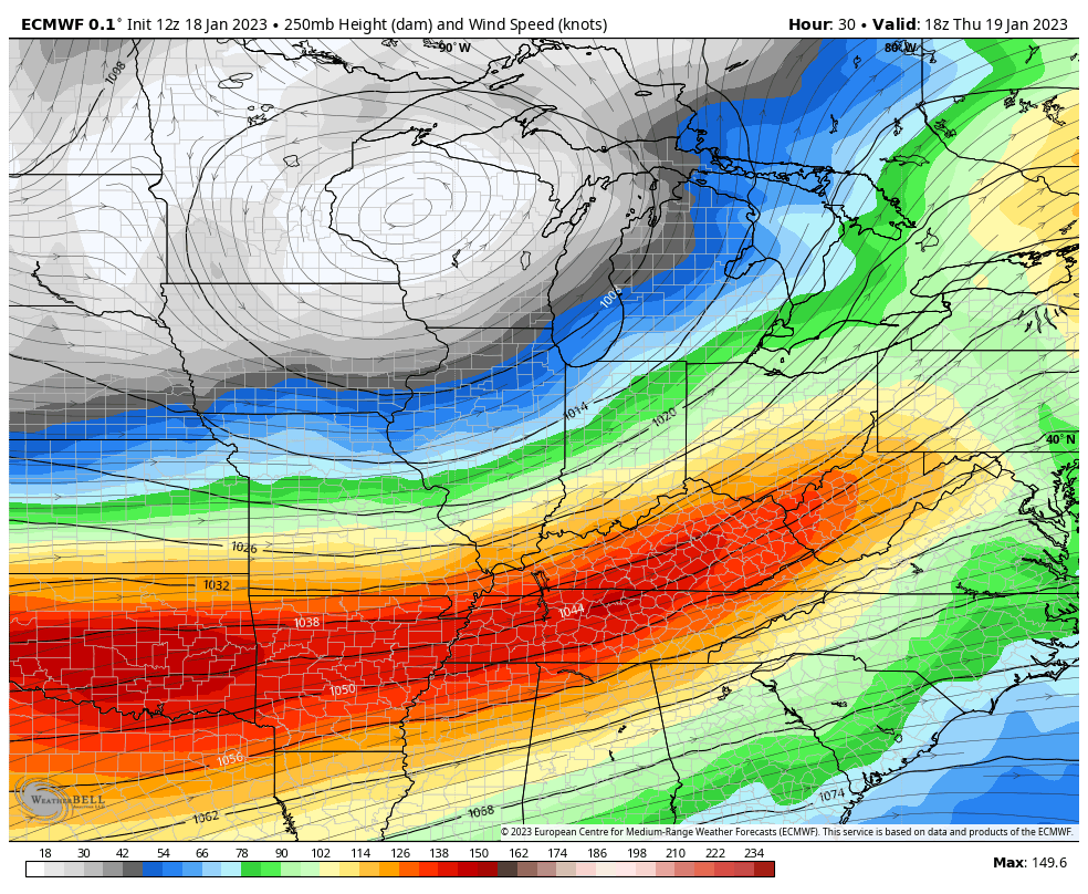 VBryan_wx's tweet photo. Interesting little setup here for E OH / W IN tomorrow 

Trough going -ve tilt that's sitting in left exit of 250 &amp; 500 mb jets

Not a bad sounding at all by mid-Jan standards with instability to work with and some rather steep lapse rates

#INwx  #OHwx https://t.co/xoQ8Lx0I4n