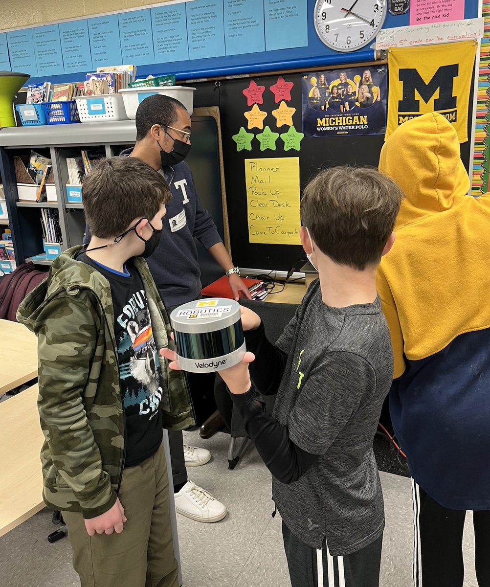 Grateful to @LeiaStirling and the local elementary school for inviting us to share our experience as Human Factors Engineering &amp; Robotics researchers with bright young students! 
<a href="/HFES_UMICH/">HFES_UMICH</a> <a href="/UMRobotics/">Michigan Robotics</a> <a href="/umichioe/">U-M Industrial and Operations Engineering</a>