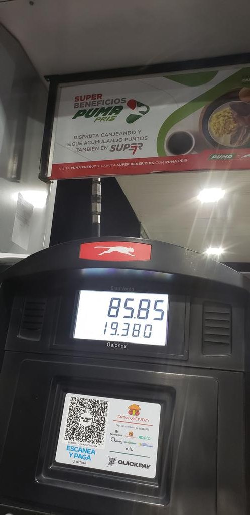 Tras que el gas esta caro, hoy me sorprendió la gasolinera PUMA de los héroes y la Roosevelt. Jamas había agarrado 19 galones este vehículo. Más de 1  galón que no se para donde se fue. Alerta <a href="/Defensoria_910/">Defensoría del Consumidor (DC) 🇸🇻</a> y además no estaba a cero.