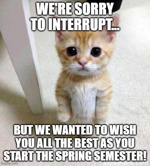 Best of luck to everyone starting spring classes this week! Vs UP, Vaquero Family!

#UTRGVGoingOrange