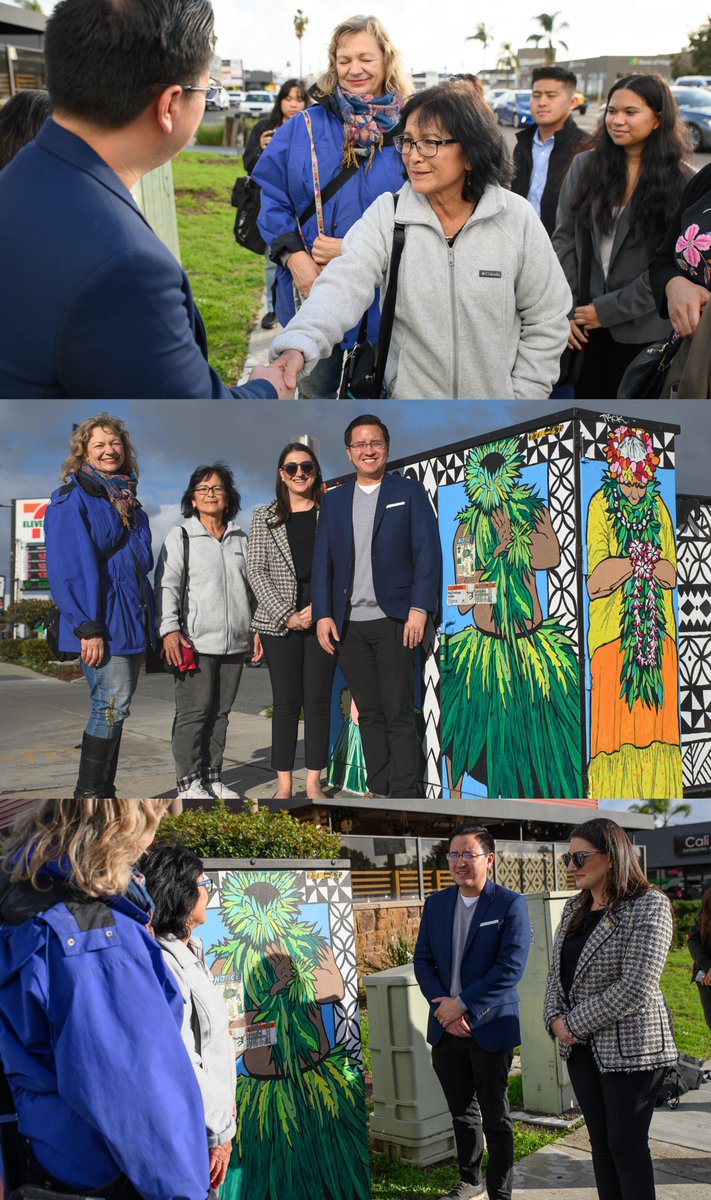 CMKentLee's tweet photo. The Convoy District is one of San Diego's most vibrant neighborhoods. As newly elected officials for this area, I joined @RepSaraJacobs for a walking tour to learn from small business owners, enjoy stunning murals and electrical boxes, and even meet some of the artists! https://t.co/amFIRWUEbJ