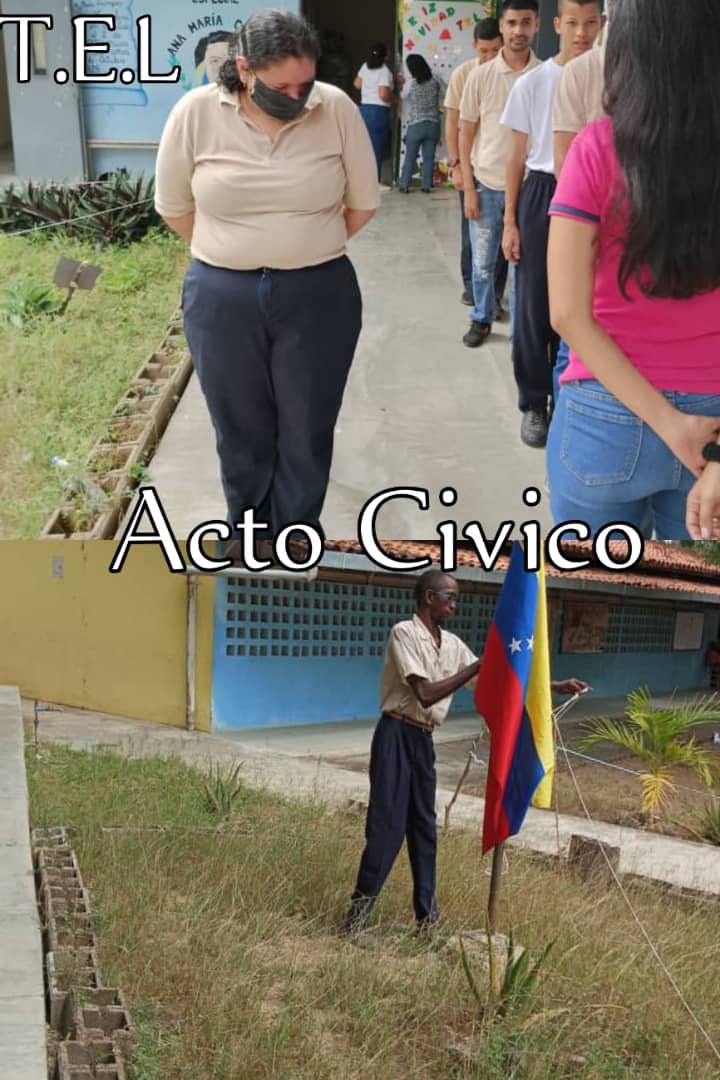 GCarmen71's tweet photo. Estado Bolivariano de Miranda. Municipio Urdaneta. Parroquia Cua. Circuito 10. TEL Gran Mariscal de Ayacucho. Estudiantes activos con los honores a los símbolos patrios. https://t.co/bXNuQY1Muu