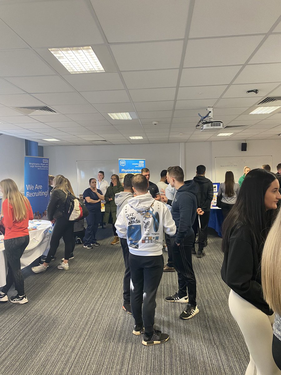 Fabulous day welcoming our clinical colleagues <a href="/wwl_mskphysios/">WWL MSK Physio</a> <a href="/ellena_farrow/">Ellena Farrow</a> <a href="/LeasaFish/">Leasa Fish</a> <a href="/ELHTCareers/">ELHT Careers</a> <a href="/Emma09186976/">Emma</a> <a href="/LUHLearningHub/">Liverpool University Hospitals (FT) Learning Hub</a> <a href="/physio_ns/">Nilesh Solanki</a> <a href="/Chartaylor1990/">Charlotte Taylor</a> <a href="/uclanphysio/">@uclanphysio</a> to talk to our future BSC &amp; MSC graduates #futureworkforce #collaboration
