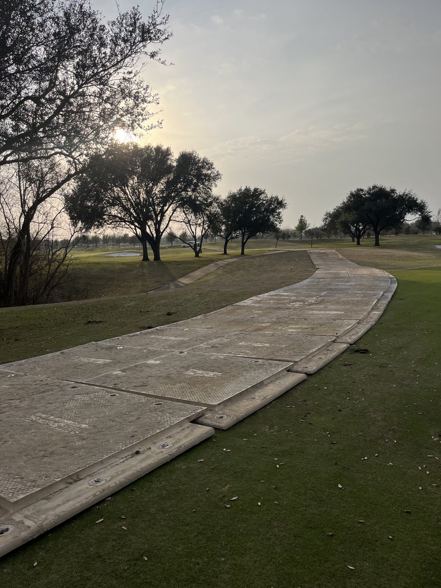 TheWoodGCM's tweet photo. 200 dump trucks &amp; 100+ concrete trucks will be driving thru the course this Spring for construction of WWGC’s new comfort station and training center. ⁦@SunbeltRentals⁩ helped with a plan to protect the property. So far so good. Thank you Matthew Gonzales. https://t.co/2j1nZ5sF2H