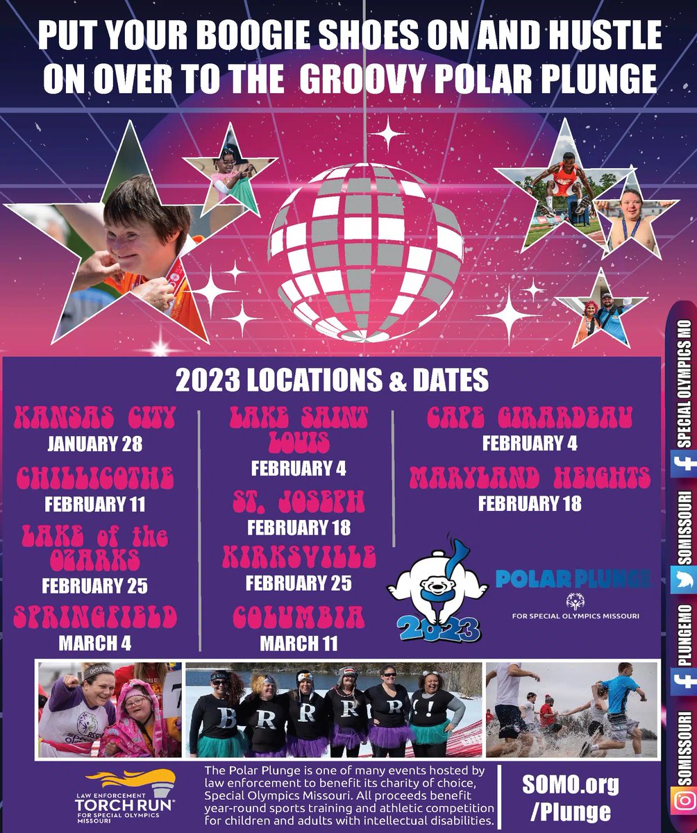 SCCMOPD's tweet image. You are invited to join us at the Special Olympics Missouri Annual Polar Plunge on Sat., Feb. 4 at 12 pm in Lake St. Louis. SCCPD Officers will be #FreezinForAReason to bring awareness &amp;amp; raise resources for SOMO&apos;s athletes. To support visit support.somo.org/team/462185
#SCCPDCommunity