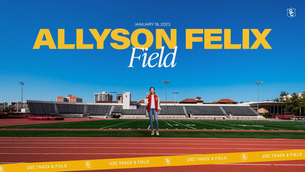 USC_Track_Field's tweet image. Introducing 𝐀𝐥𝐥𝐲𝐬𝐨𝐧 𝐅𝐞𝐥𝐢𝐱 𝐅𝐢𝐞𝐥𝐝

Our track &amp;amp; field team will now compete on a field named after USC alum, 11-time Olympic medalist and activist @allysonfelix!