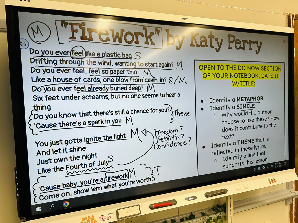 Yesterday we had our #tuesdaytunes do-now featuring Katy Perry’s “Firework!”This weekly task is a great way to hone in on targeted skills…and expose the students to some great music! Any suggestions for next week?! 🎶🐯🎶