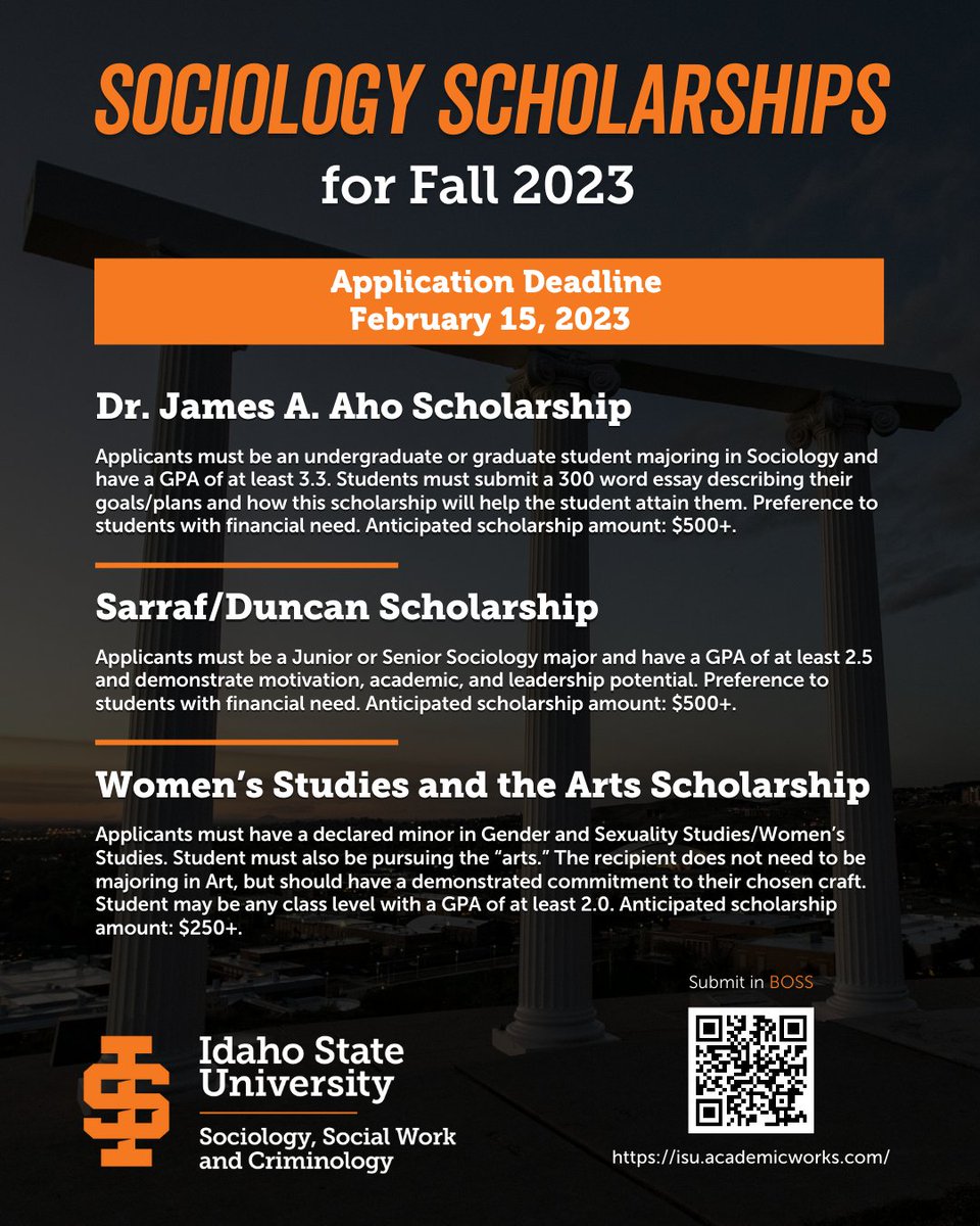 ISU_SSWC's tweet image. #isu #sswc #isuscholarships #sociology #sociologyscholarships