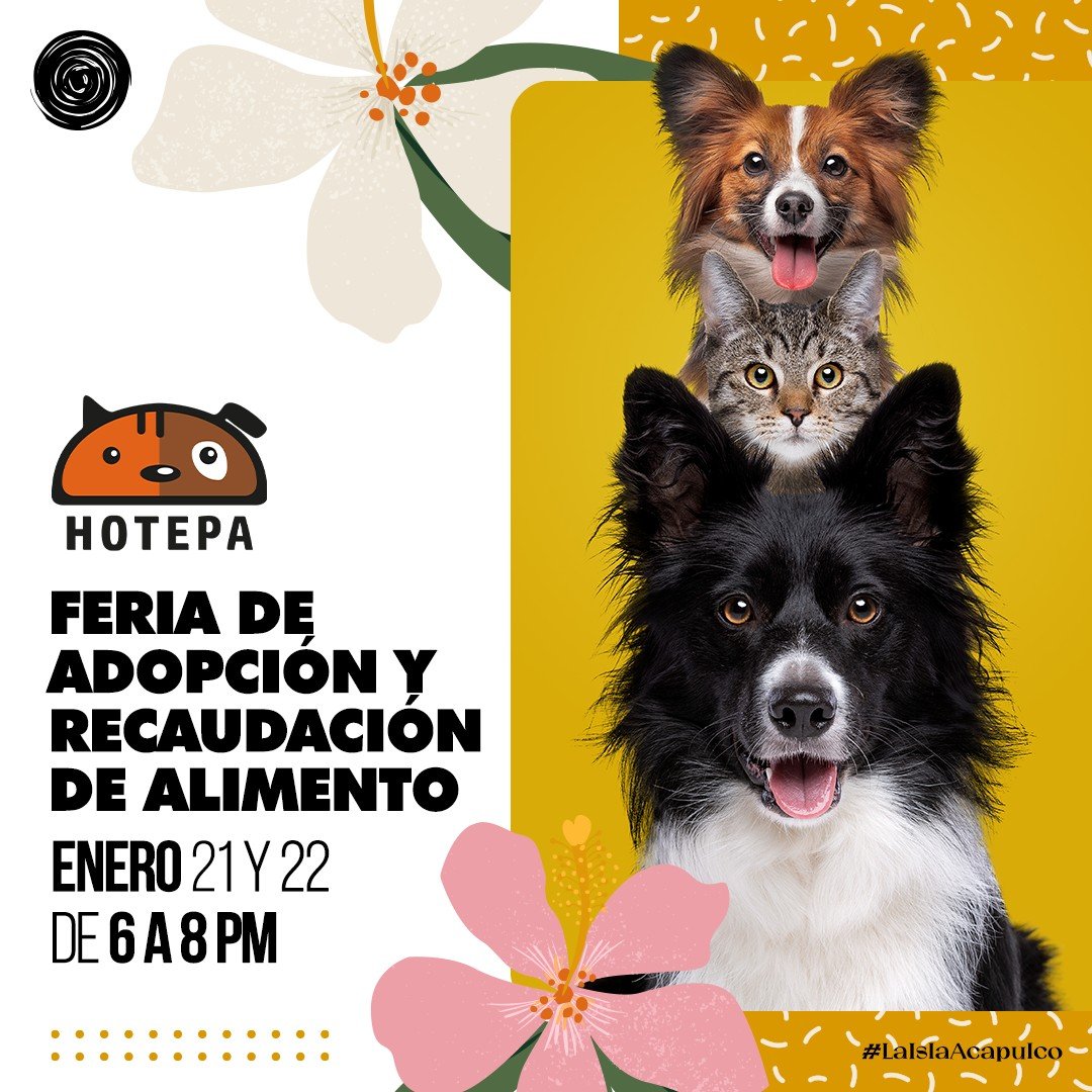Este 2023 completa tu familia con un peludito de cuatro patas. 🐾
¡No te pierdas la Feria de Adopción con #Hotepa en #LaIslaAcapulco!
21 y 22 de enero | De 6 a 8 PM