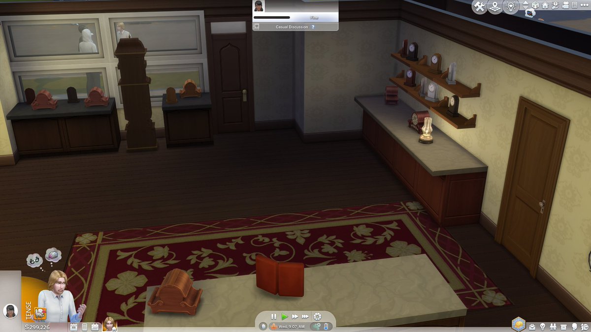 birdytheartist's tweet photo. I finally made Stuart's shop (and upstairs apartment) in the sims! Refrigerators weren't invented until 1913 but if I wanted my boy to live here I needed a fridge #clockworkwebtoon https://t.co/IyzuNTa0Fc