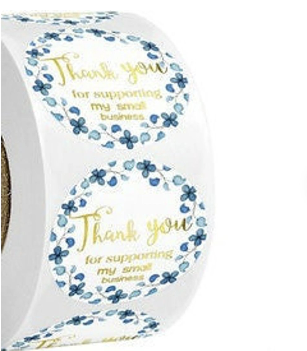 1.5' Blue Floral Border Thank You for Supporting My Small Business Stickers with Gold Lettering #DiMaxSupplies #thankyoustickers #bluefloralborderstickers #supportsmallbusnesstickers #goldlettering #businesssupply #shopsupply  etsy.me/33qaQd4