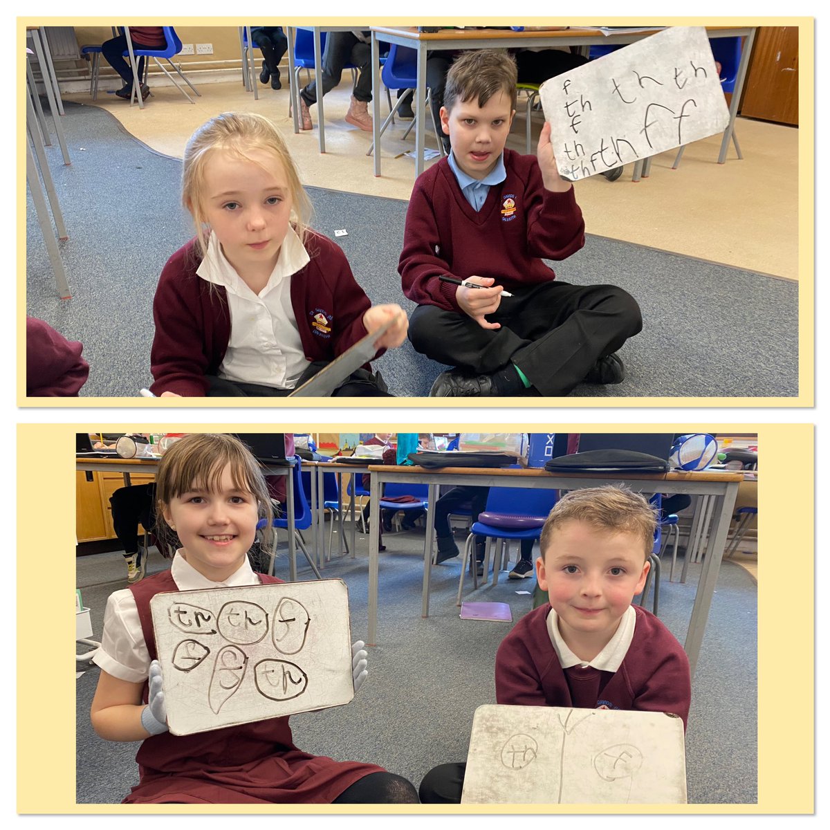 Some very focussed children in P4 this afternoon practicing our ‘th’ & ‘f’ sounds. Today you were challenged to identify and write the matching sounds being said out loud. Excellent focus and beautiful handwriting! Keep up the hard work! @MrsH_2017 @stdavidsPS_ELC